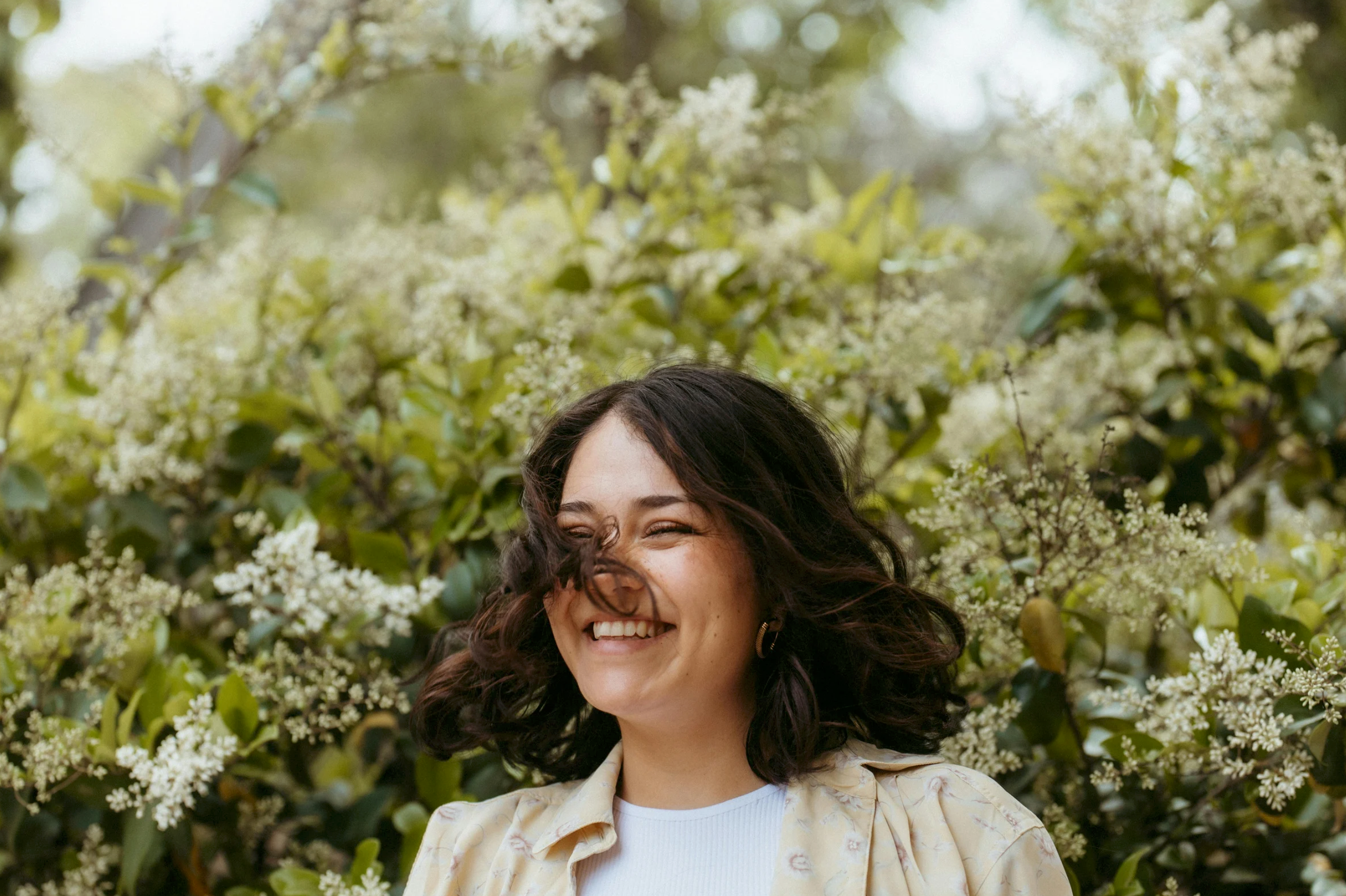 lady happy in nature