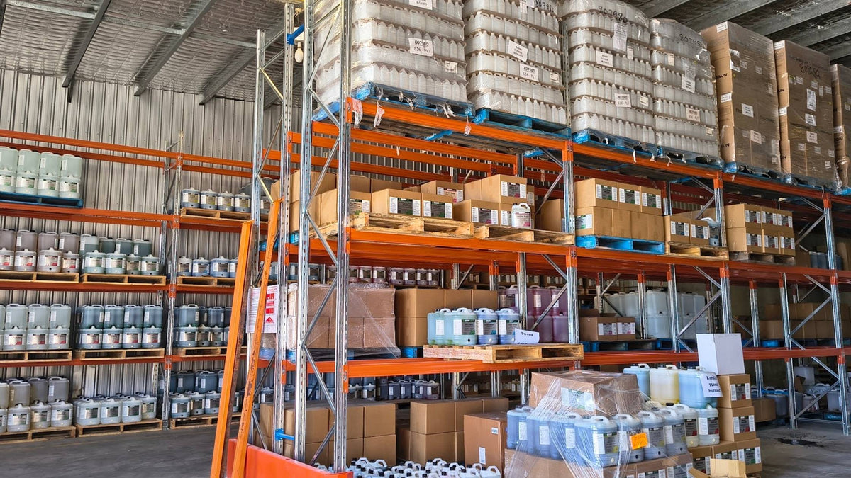 A genuine photo inside the Bushby factory showing Balance bottles and manufacturing equipment