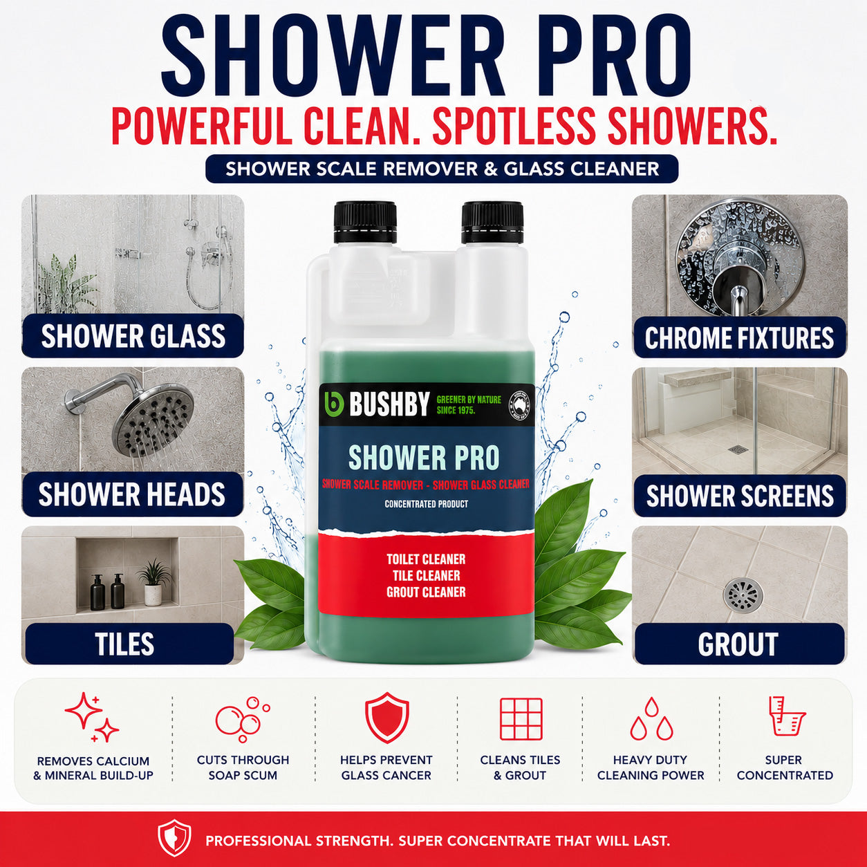 SHOWER PRO - Heavy-Duty Shower Toilet & Grout Cleaner